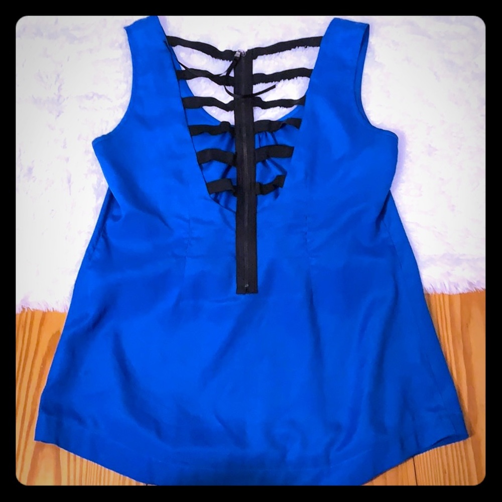 3/$15 Sexy Blue Tank with Cage Back